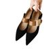 French 2025 Spring And Autumn New Style Pointed Flat Bottom Metal Buckle Color Blocked Light Mouth Mary Jane Single_vogvips.com