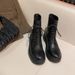 Women's Chunky Heel Round Toe Ankle Boots - Genuine Leather Lace-Up Combat Boots With Cushioned Insole, Slip-Resistant Sole For Winter Fall Spring_vogvips.com