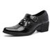 New Men's Shoes With A Casual And High-end Feel,Hollowed Out And Breathable Lightweight Block Leather Shoes,Comfortable Toe Cover,Mid Heel,All Seasons_vogvips.com