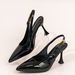 Women's Shoes Pure Color Pointed Toe Sandals PU Bright Bread Head Versatile Rubber Fashion High Heels With Square Buckle_vogvips.com