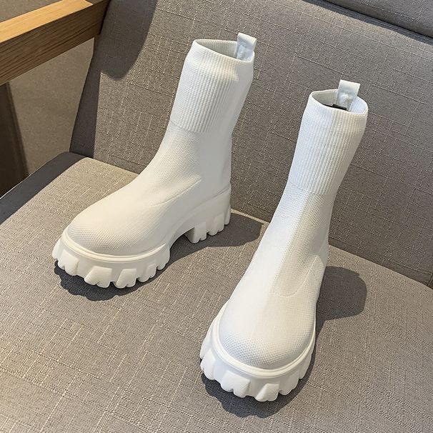 Couple's Socks Shoes Women's 2021 Autumn and Winter New Thick-soled Casual Large Size Internet-famous Knitted Short Boots Women's Cross-border Large S_vogvips.com