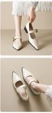 French Pointed Mary Jane Shoes Thick Heel With Shallow Mouth High Heels Women_vogvips.com