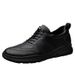 Men's Cowhide Breathable Sports And Leisure Shoes Men's Little White Board Shoes Invisible Inner Height Increase Elastic Band Round Head Men's Shoes_vogvips.com