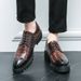 Fashionable Men's New British Black Business Formal Wear Derby Shoes Lace-up Leather British Brown Banquet Dress Wedding Leather Shoes_vogvips.com
