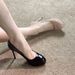 First Encounter Waterproof Platform High Heels For Women 2026 New Nude 10CM Patent Leather Stiletto Round Toe_vogvips.com