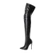 Black Faux Leather Thigh High Comfortable Pointed Toe Stiletto Heel Slim Fit Over The Knee Boots Nightclub Party Women_vogvips.com