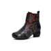 Ethnic Style 2021 New Mom's Plush Warm Cotton Shoes Women's Top Layer Cowhide Printed Chunky Heel Soft Sole Short Boots_vogvips.com