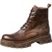 European Warm Series Autumn Winter Martin Genuine Leather Top Layer Cowhide Short British Style Fleece Lined Work Boots Trendy High-top Men's_vogvips.com