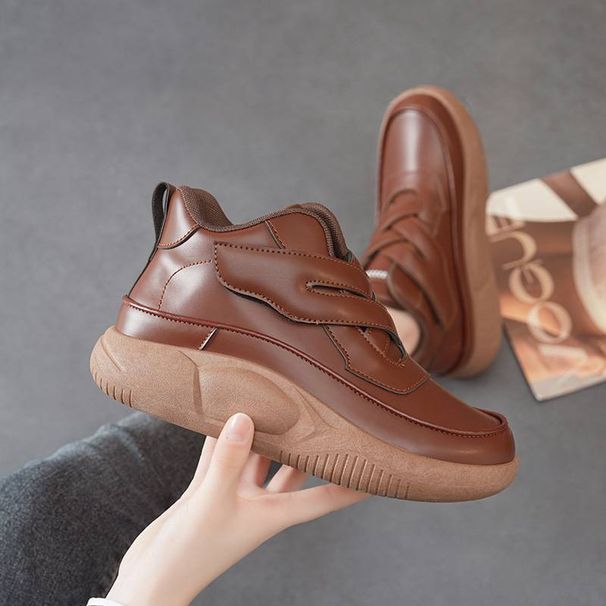 Middle help shoes women 2025 spring and autumn new student leather Korean version of all casual dad sports women's shoes fashion shoes_vogvips.com