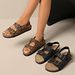 Large Size Sandals Women's Summer New Cloth Round Head Thick Soled Velcro Flat Casual Women's Shoes_vogvips.com