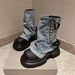 P9/Martin-Stiefel Für Damen, Kurze Jeansstiefel, Nieten, Zweiteilige Stiefel Im Hot-Girl-Stil, Dicke Sohlen, Erhöhte Stiefel Für Kleine Leute, Damen_vogvips.com