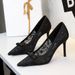 1963-6 European And American Style Banquet High Women's Shoes With Bowknot, Sequins, Lace Mesh, Pointed Toe, Shallow_vogvips.com