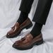 Men's New Blok Business Casual Leather Shoes, Comfortable And Breathable With Tassels, One On Set, Foot Loafers, Men's_vogvips.com