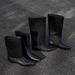 Classic Square-Toe Chelsea Boots - Low Block Heel Ankle Boots For Women | Slip-On Design | Versatile Black & Grey | Winter & Fall Fashion_vogvips.com