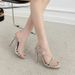 2029 Summer New Super High Heel Stiletto Shoes Hollow Thin Belt Rhinestone Round Head Waterproof Table Open-toed Women's Sandals_vogvips.com