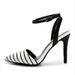 2025 New Model Color-Block Striped Closed-Toe Sandals For Women, One-Strap Buckle Thin Heel High Heels, Pointed Toe Nude_vogvips.com