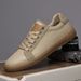 Men's Board Shoes Flat Training Sneakers Low-top Leather Cowhide Surface Casual Shoes Round Head Lace-up Small Leather_vogvips.com