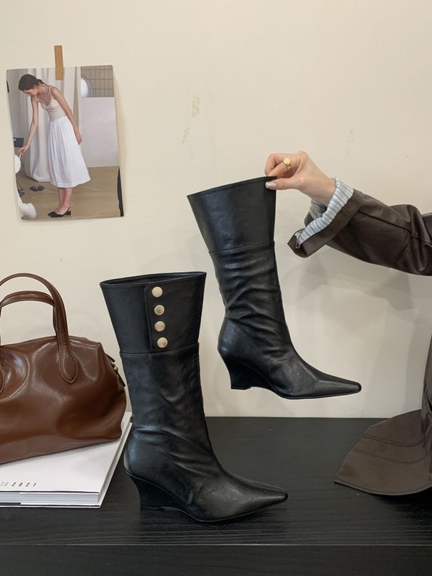 2025 New Over-the-Knee Long For Women, Niche Design, Two-Way Wear, Slouch High Tube Riding Boots, Wedge Heel Western_vogvips.com