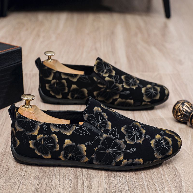 Euro Step Fashion Personality Print Low-top Slip-on Lazy Shoes Men's Loafers_vogvips.com