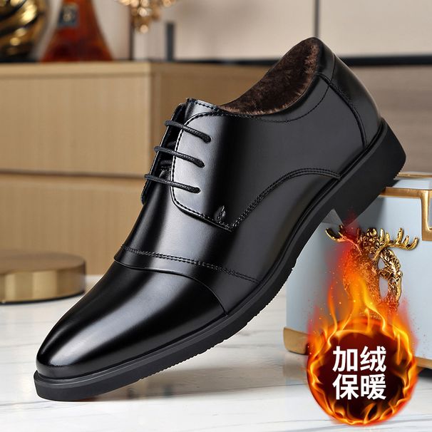 European Warm Series 2025 Men's Autumn Winter Genuine Leather Lace-up Business With Fleece Lining Formal Soft Sole British Style Black Shoes_vogvips.com
