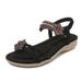 Plus-size Women's 2025 Summer Ethnic Style Sandals Beach Travel Bohemian Floral Rhinestone Shoes Flat Heel_vogvips.com