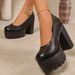 Low Cut Single Shoes For Women Chunky Heel European American Style Plus Size Spring Fashion High Heeled Footwear_vogvips.com
