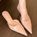 Splicing Pointed Heel Mueller Sandals Spring And Summer New Patent Leather Light Mouth High Heel Celebrity Bag Head Half Slippers_vogvips.com