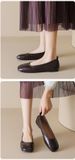 Retro Grandma Shoes Square Head Single Shoes Women's Flat Bottom One Pedal Soft Sole Shallow Mouth Commuting Women's Shoes_vogvips.com