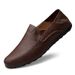 Summer beanie men's leather shoes flat bottom plus size casual shoes men's trendy fashion outdoor business casual lazy shoes men_vogvips.com
