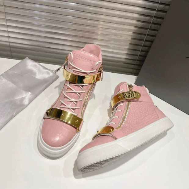 In Stock New Trendy Double Zipper High Top Shoes For Women Flat Round Toe Genuine Leather Lace-Up Metal Sports Casual_vogvips.com