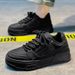 Men's Shoes Spring And Autumn Niche Design Versatile Casual Pure Black Sneakers Youth Sports Thick Bottom Heightening Bread Trendy Shoes_vogvips.com