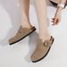 Women's Shoes Genuine Leather Shoes New Spring And Autumn Thick Soled Closed Toe Slip On Fashionable Flat Half Slippers_vogvips.com