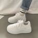 Thick Sole Mesh Breathable Casual Single Lace Up Round Head Solid Color Sports Women's Shoe_vogvips.com