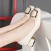 Soft-soled Women's Single Shoes Season Non-slip Shallow Mouth Doudou Work Shoes Women's Medium Heel Thick Heel Small Leather Shoes_vogvips.com
