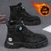 European Warm Series Autumn Winter New Leather Warm High-top Martin With Rotating Buckle Slip-on Outdoor Sports Yellow Men's Boots_vogvips.com