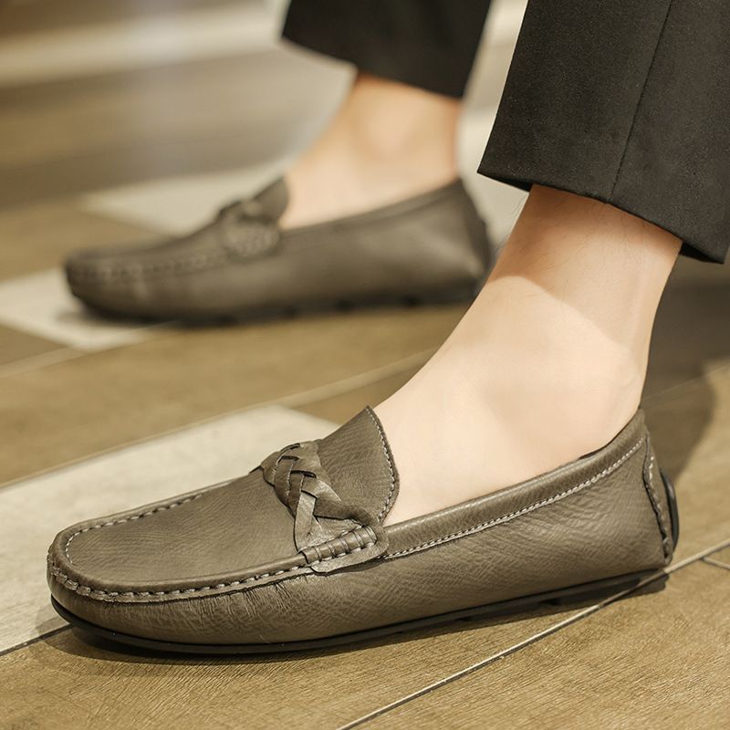 Men's Shoes Summer New Men's Loafers Slip On Lazy Simple Breathable Men's Casual Leather Shoes Soft Sole_vogvips.com