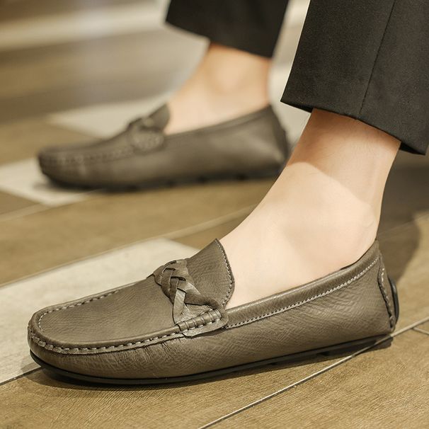 Men's Shoes Summer New Men's Loafers Slip On Lazy Simple Breathable Men's Casual Leather Shoes Soft Sole_vogvips.com