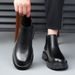 European Warm Series 2025 Korean Version British Style Men's Casual High-top Shoes Business Simple Leather Martin Slip-on Short Boots_vogvips.com