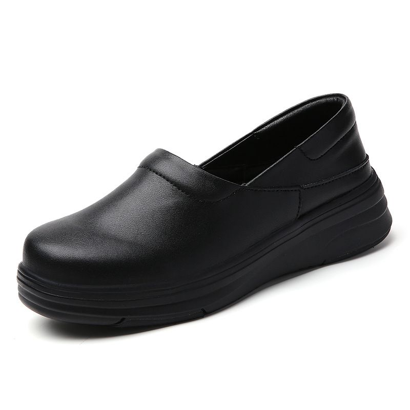 Nurse Shoes Leather Women's Soft-soled Non-slip Work Shoes Black Platform Shoes_vogvips.com