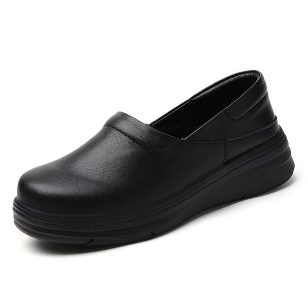 Nurse Shoes Leather Women's Soft-soled Non-slip Work Shoes Black Platform Shoes_vogvips.com