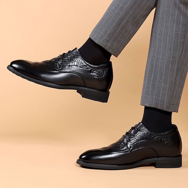 Genuine Inner Raised Business British Style Block Carved Commuting Suit, Top Layer Cowhide Leather For Men's Shoes_vogvips.com