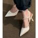 French-style Rhinestone High-heeled Women, 2026 New Spring Collection, Pointed-toe Stiletto Heel Closed-toe Sandals,_vogvips.com