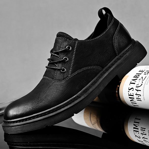 Euro Step 2025 Thick-Soled Height-Increasing Trendy For Men, Autumn And Winter Casual Large Size Work Shoes, British Style Fashion_vogvips.com