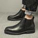 Martin Boots Men's High-top Velvet Warm Medium-top Chelsea Boots Business Dress Leather Shoes Men's Leather_vogvips.com