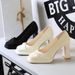 9989 European And American Style Waterproof Platform Bow Super High Thick Heels Women's Square Toe Elegant Shallow Mouth_vogvips.com