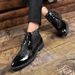 High-top Sequin Casual Shoes For Men, Spring And Autumn New Pointed Lace-up Brogue Business Shoes, Hairstylist Leather_vogvips.com