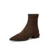 Cuishenhao Chunky Heel Stretch Suede Slim 2025 New Autumn Winter Slimming Back Zipper Bare French Pointed Toe Short Boots For Women_vogvips.com