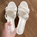 Sweet Style Rufflesbows Sandals For Women Summer Outwear Thin Heels High Heels Slippers Work Clothingeasiest For Match Flip-flops Women's Shoes_vogvips.com