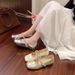 Beautiful French Flat Silver Single Shoes Women's Skirt Mary Jane Shoes Small Leather Shoes Evening Shoes_vogvips.com