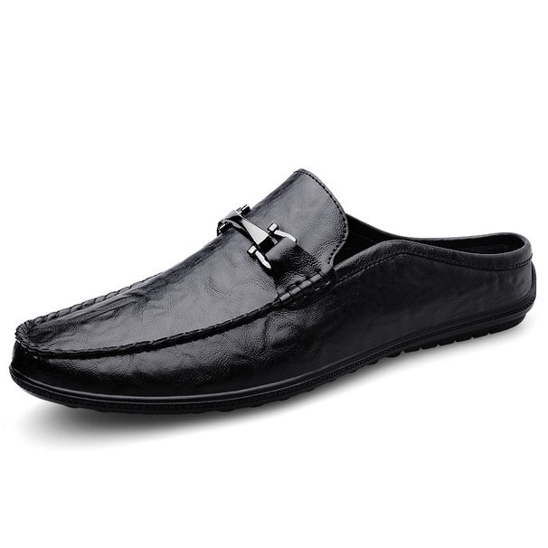 Half-drag Casual Men's Casual Shoes Service Men's Casual Leather Shoes Soft-soled Lazy Loafers_vogvips.com